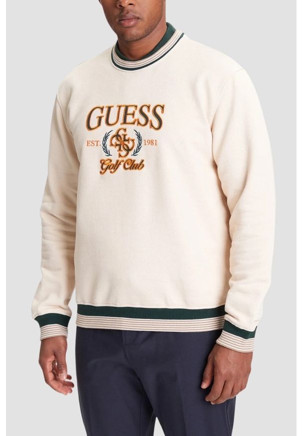 Guess - GUESS Beżowa bluza męska 4G. Kolor: beżowy