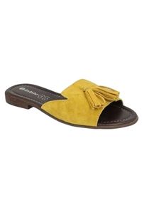 Inblu klapki obuwie damskie 158D149 żółte. Kolor: żółty. Materiał: skóra. Sezon: wiosna, lato #5