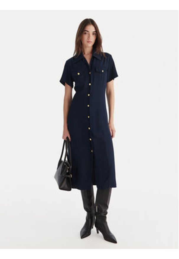 TOMMY HILFIGER - Tommy Hilfiger Sukienka koszulowa WW0WW45802 Granatowy Regular Fit. Kolor: niebieski. Materiał: wiskoza. Typ sukienki: koszulowe