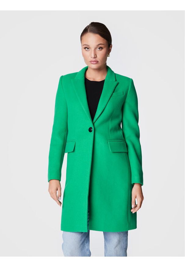 TwinSet - TWINSET Płaszcz wełniany 222TP2060 Zielony Regular Fit. Kolor: zielony. Materiał: wełna