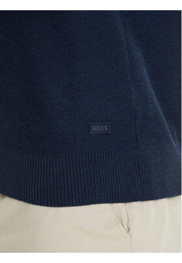 BOSS Sweter Kencel 50545678 Granatowy Regular Fit. Kolor: niebieski. Materiał: bawełna
