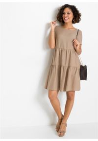 Sukienka TENCEL™ Lyocell z lnem bonprix piaskowy. Kolor: beżowy. Materiał: len, lyocell #5