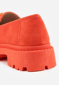 Renee - Pomarańczowe Mokasyny z Aplikacją z Biżuteryjnych Koralików Viatalia. Okazja: na co dzień, do pracy. Kolor: pomarańczowy. Materiał: bawełna. Wzór: aplikacja. Styl: casual, klasyczny #4