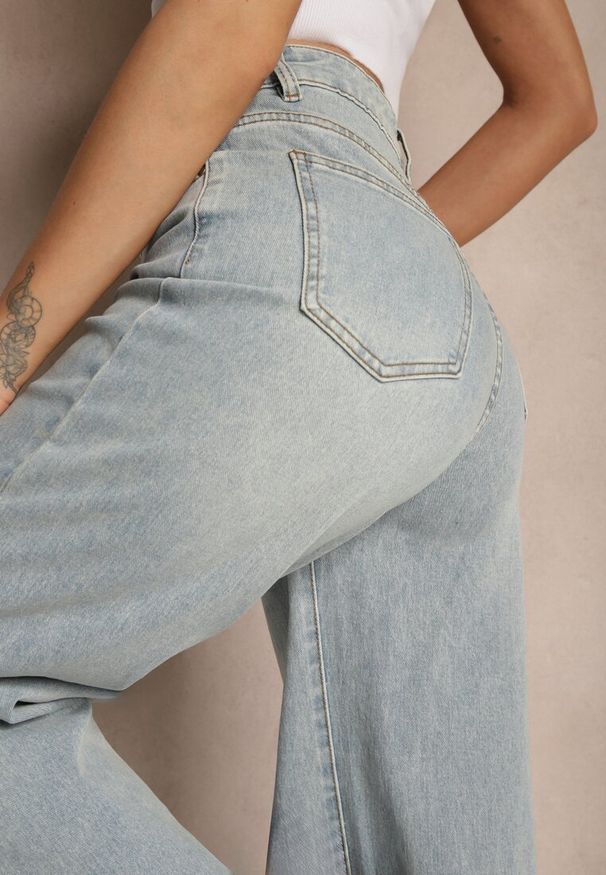 Renee - Jasnoniebieskie Jeansy Wide Leg High Waist Sesionis. Okazja: na co dzień. Stan: podwyższony. Kolor: niebieski. Styl: casual, elegancki