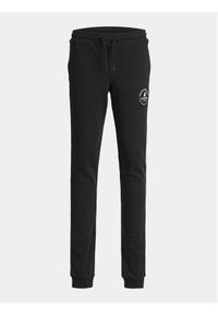 Jack&Jones Junior Spodnie dresowe Gordon 12249965 Czarny Slim Fit. Kolor: czarny. Materiał: bawełna