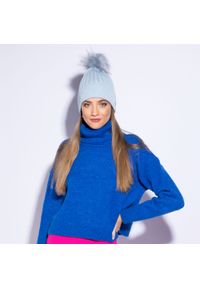 Wittchen - Damska czapka z błyszczącą nitką. Kolor: niebieski. Materiał: akryl. Wzór: aplikacja. Sezon: zima. Styl: klasyczny, elegancki #2