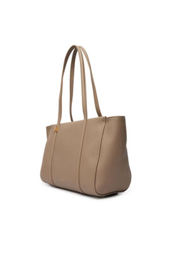 Calvin Klein Torebka Emblem Hw Pebble Tote LV04F3424G Beżowy. Kolor: beżowy. Materiał: skórzane