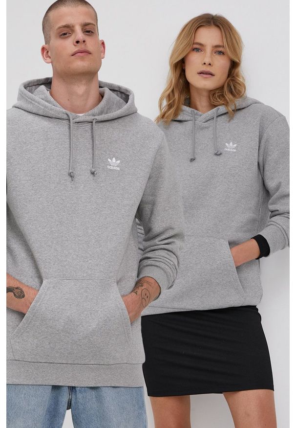 adidas Originals Bluza kolor szary z kapturem melanżowa. Okazja: na co dzień. Typ kołnierza: kaptur. Kolor: szary. Materiał: poliester. Wzór: melanż. Styl: casual