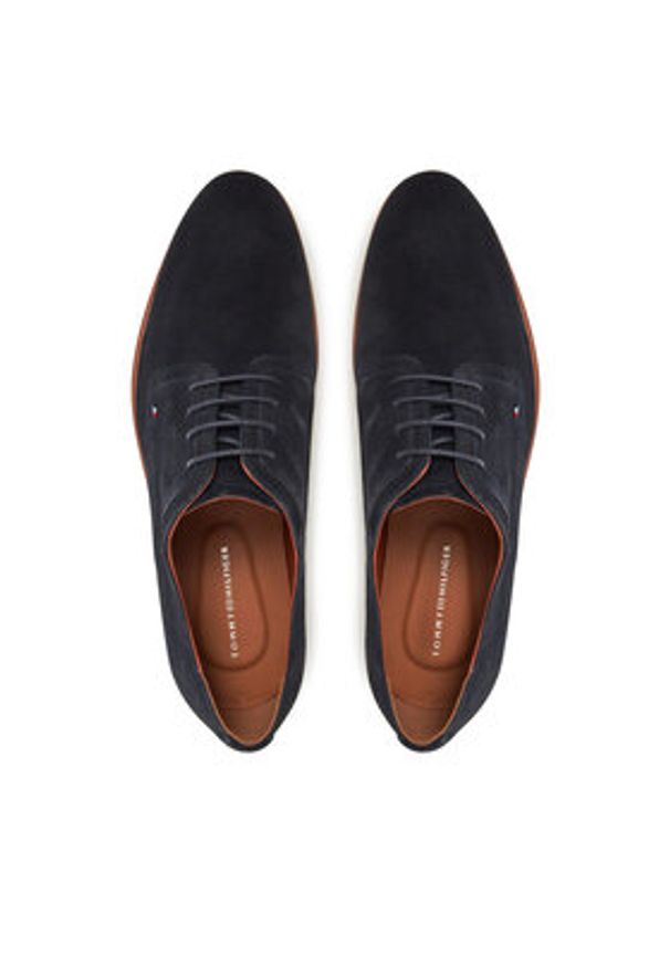 TOMMY HILFIGER - Tommy Hilfiger Półbuty Hilfiger Thunit Suede Shoe FM0FM05377 Granatowy. Kolor: niebieski. Materiał: zamsz, skóra