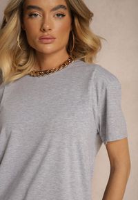 Renee - Szary Bawełniany Basicowy T-shirt Lorseli. Okazja: na co dzień. Kolor: szary. Materiał: bawełna. Styl: klasyczny, elegancki, casual #4