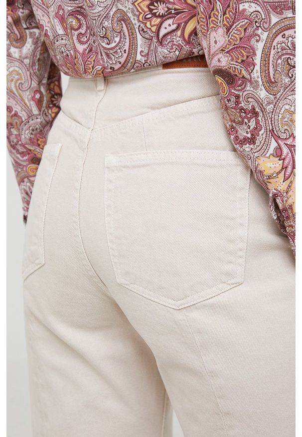 Answear Lab jeansy damskie high waist. Stan: podwyższony. Kolor: beżowy. Styl: wakacyjny