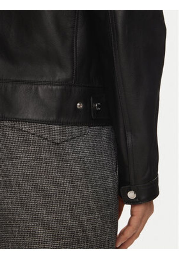 BOSS - Boss Kurtka skórzana H-Mansell2 50518906 Czarny Regular Fit. Kolor: czarny. Materiał: skóra