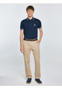 Big-Star - Koszulka męska polo granatowa Poller 403. Okazja: na co dzień. Typ kołnierza: polo. Kolor: niebieski. Materiał: jeans, materiał, dzianina. Wzór: haft, aplikacja, ze splotem. Styl: sportowy, casual