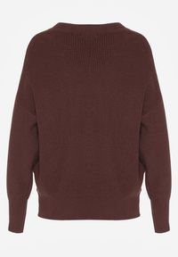 Born2be - Brązowy Sweter z Domieszką Kaszmiru z Dekoltem w Serek Feralaine. Okazja: na co dzień, na spotkanie biznesowe. Typ kołnierza: dekolt w serek. Kolor: brązowy. Materiał: kaszmir. Styl: biznesowy, klasyczny, casual, elegancki #5