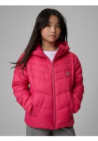 4f - 4F Kurtka z wypełnieniem syntetycznym dziewczęca - różowa 122 (6-7 lat). Okazja: na spacer, na co dzień, na uczelnię. Kolor: różowy. Materiał: syntetyk. Wzór: gładki. Sezon: lato. Styl: casual #1