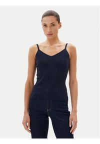 Fracomina Top FR25ST4006K410J9 Granatowy Slim Fit. Kolor: niebieski. Materiał: wiskoza #1