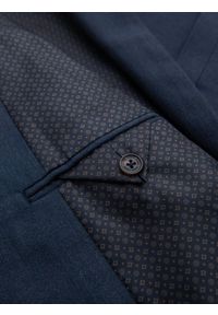 Ombre Clothing - Elegancka marynarka męska SLIM FIT z rayonem – ciemnoniebieska V3. Kolor: niebieski. Materiał: tkanina, poliester, materiał. Wzór: ze splotem. Styl: elegancki #8
