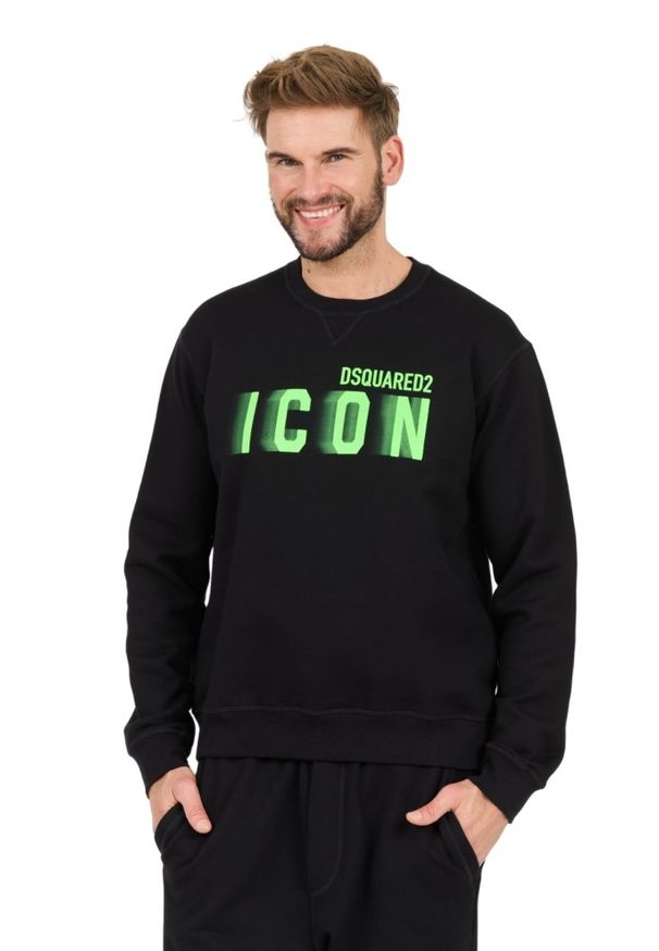 DSQUARED2 Czarna męska bluza Icon Blur Cool Fit Crewneck, Rozmiar XXL. Kolor: czarny