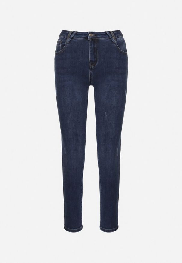 Born2be - Niebieskie Jeansy z Domieszką Wiskozy o Kroju Skinny z Regularnym Stanem Zenisa. Okazja: na co dzień. Kolor: niebieski. Styl: casual