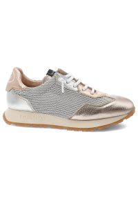 Biało-Złote Sneakersy Hispanitas Modne Obuwie Damskie. Kolor: biały. Materiał: skóra. Szerokość cholewki: normalna. Styl: klasyczny, sportowy, elegancki
