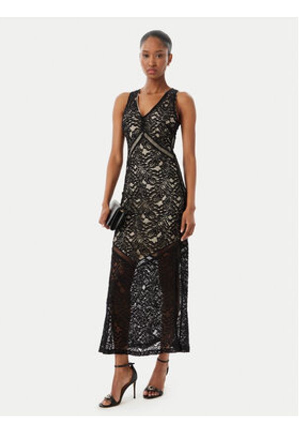 Guess Sukienka koktajlowa W5GT37 KCS90 Czarny Slim Fit. Kolor: czarny. Materiał: syntetyk, bawełna. Styl: wizytowy