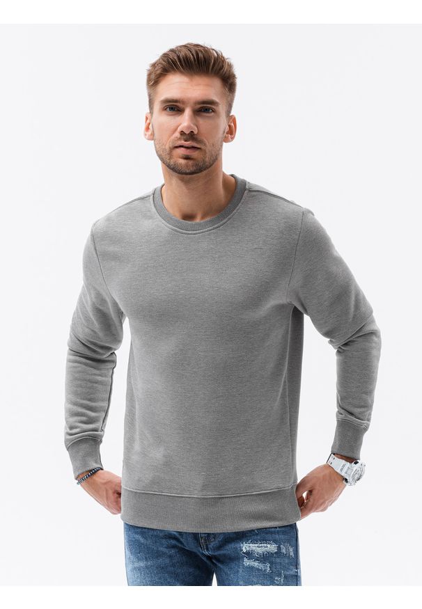Ombre Clothing - Bluza męska bez kaptura B978 - granatowa - XXL. Okazja: na co dzień. Typ kołnierza: bez kaptura. Kolor: niebieski. Materiał: poliester, materiał, bawełna. Styl: klasyczny, casual