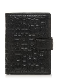 Ochnik - Skórzany portfel męski z tłoczeniem. Kolor: czarny. Materiał: skóra #1