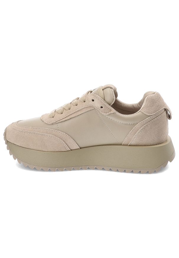 Beżowe Sneakersy Artiker Modne Obuwie Damskie. Okazja: na co dzień. Kolor: beżowy. Materiał: zamsz, skóra. Wzór: gładki. Styl: casual, wizytowy