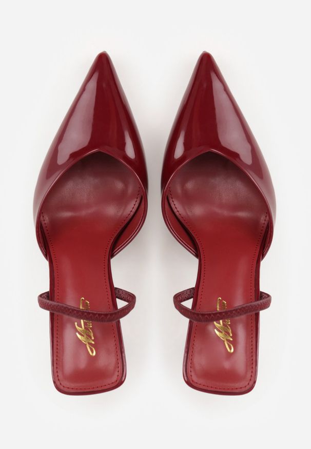 Born2be - Bordowe Lakierowane Szpilki z Elastycznym Paskiem na Piętę Balzorwyn. Okazja: na randkę, do pracy, na wesele, na spotkanie biznesowe, na ślub cywilny. Nosek buta: szpiczasty. Zapięcie: pasek. Kolor: czerwony. Materiał: lakier. Obcas: na szpilce. Styl: elegancki, biznesowy, klasyczny. Wysokość obcasa: średni