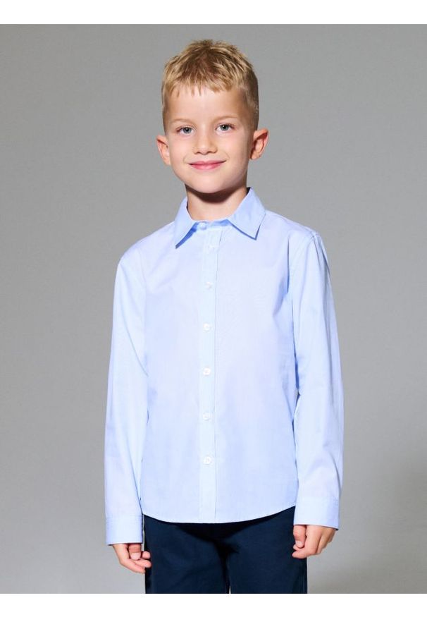 Sinsay - Bawełniana koszula - błękitny. Kolor: niebieski. Materiał: bawełna