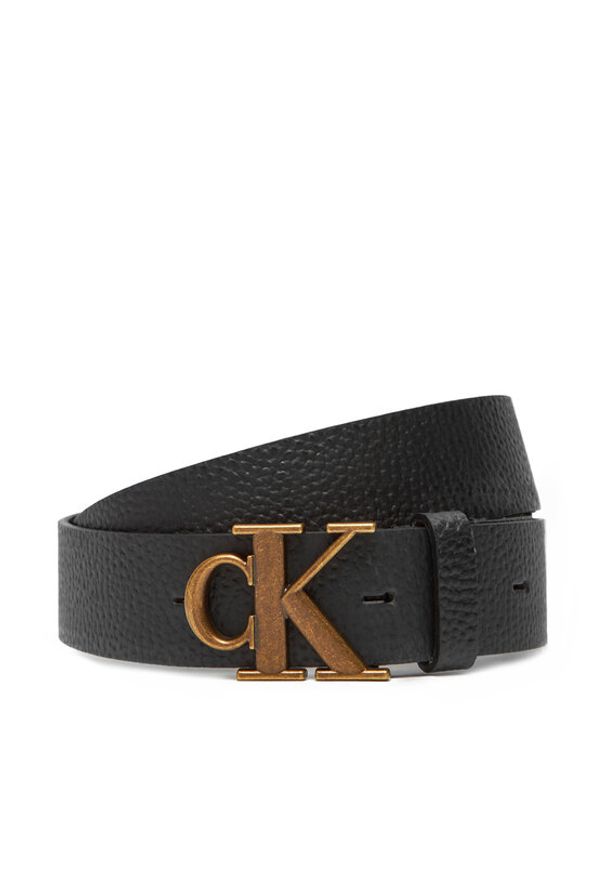 Calvin Klein Pasek Męski Monogram Buckle Fixed Belt 35Mm LV04G7025G Czarny. Kolor: czarny. Materiał: skóra