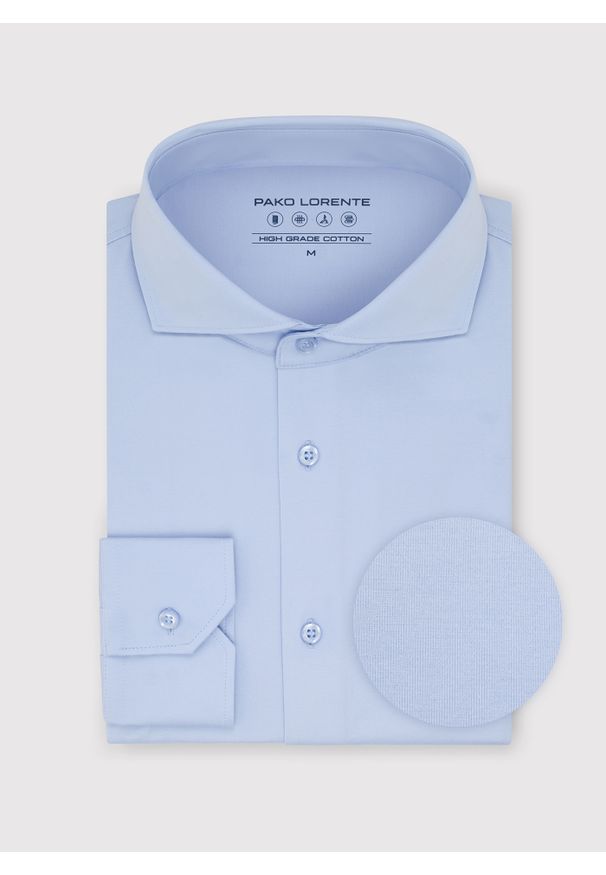 Pako Lorente - PAKO LORENTE – Jasnoniebieska koszula z dzianiny. Okazja: na co dzień. Kolor: niebieski, szary. Materiał: dzianina. Długość rękawa: długi rękaw. Długość: długie. Styl: casual