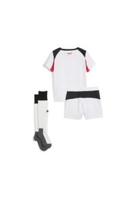Puma - Dziecięcy strój wyjazdowy AC Milan 25/26 PUMA White For All Time Red. Kolor: czerwony, biały, wielokolorowy. Materiał: dresówka. Styl: sportowy