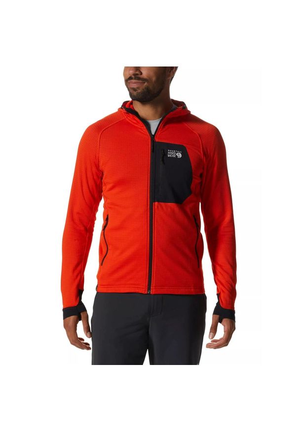 MOUNTAIN HARDWEAR - Męski sweter polarowy Mountain Hardwear Polartec Power Grid Full Zip. Kolor: żółty, wielokolorowy, pomarańczowy. Materiał: polar