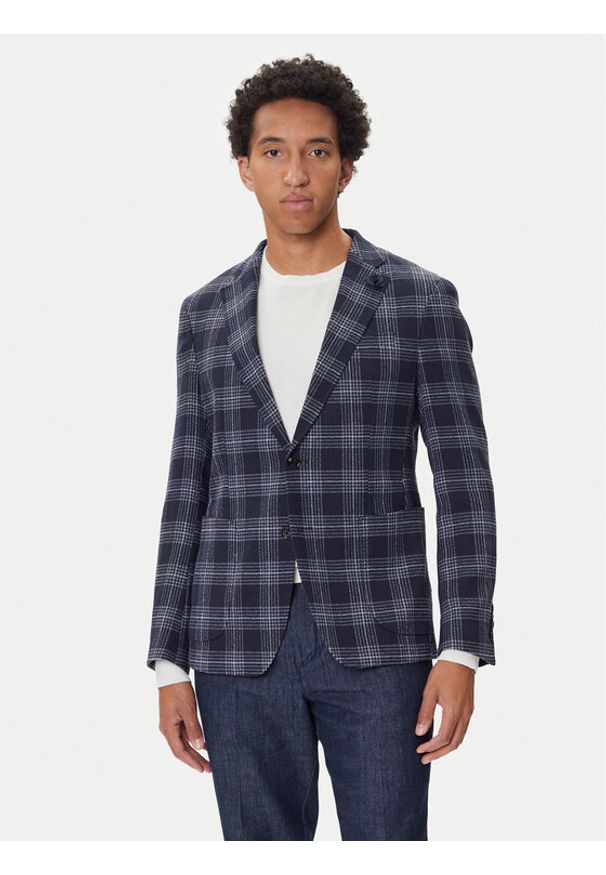 JOOP! Marynarka 17 JB-47Hoverest 30045029 Granatowy Slim Fit. Kolor: niebieski. Materiał: bawełna