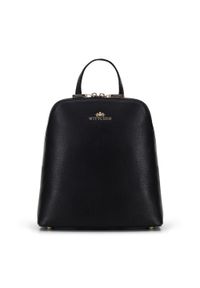 Wittchen - Damski plecak skórzany mały. Kolor: czarny. Materiał: skóra. Wzór: paski. Styl: retro, casual, elegancki, biznesowy #1