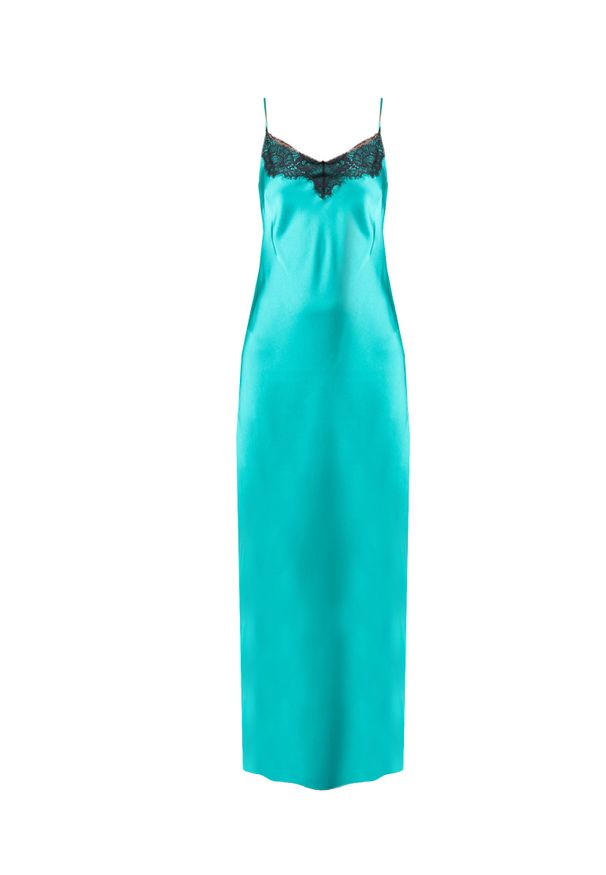 Pinko Sukienka "Arneis" | 101411 A0VB | Kobieta | Zielony. Kolor: zielony. Materiał: poliester. Długość rękawa: na ramiączkach. Wzór: koronka. Długość: maxi