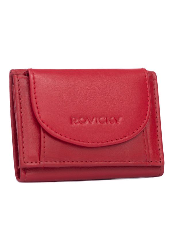 ROVICKY - Portfel damski Rovicky R-21-LFN czerwony. Kolor: czerwony. Materiał: skóra