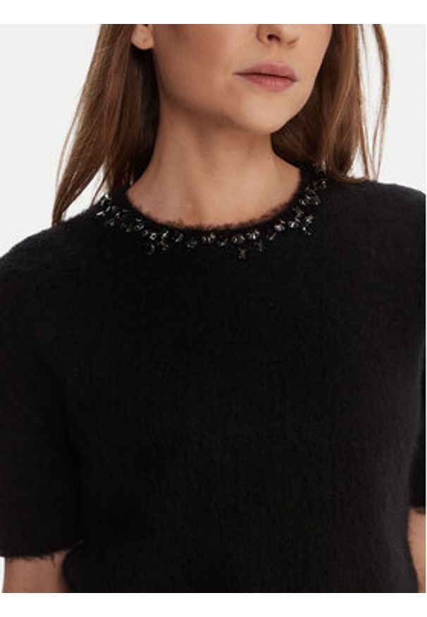 KAOS Sweter RI1NT071 Czarny Regular Fit. Kolor: czarny. Materiał: syntetyk