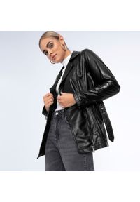 Wittchen - Damska kurtka skórzana z paskiem czarna. Kolor: czarny. Materiał: skóra. Sezon: wiosna, jesień. Styl: klasyczny, elegancki #3