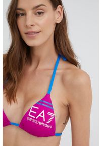 EA7 Emporio Armani dwuczęściowy strój kąpielowy kolor fioletowy usztywniona miseczka. Kolor: fioletowy. Wzór: nadruk #3