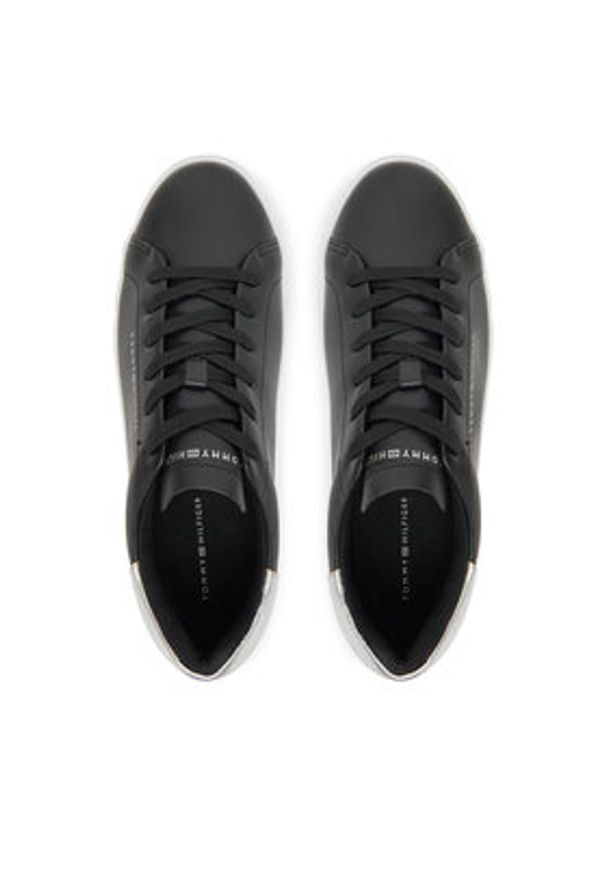 TOMMY HILFIGER - Tommy Hilfiger Sneakersy Essential Platform Court Sneaker FW0FW08756 Czarny. Kolor: czarny. Materiał: skóra. Obcas: na platformie