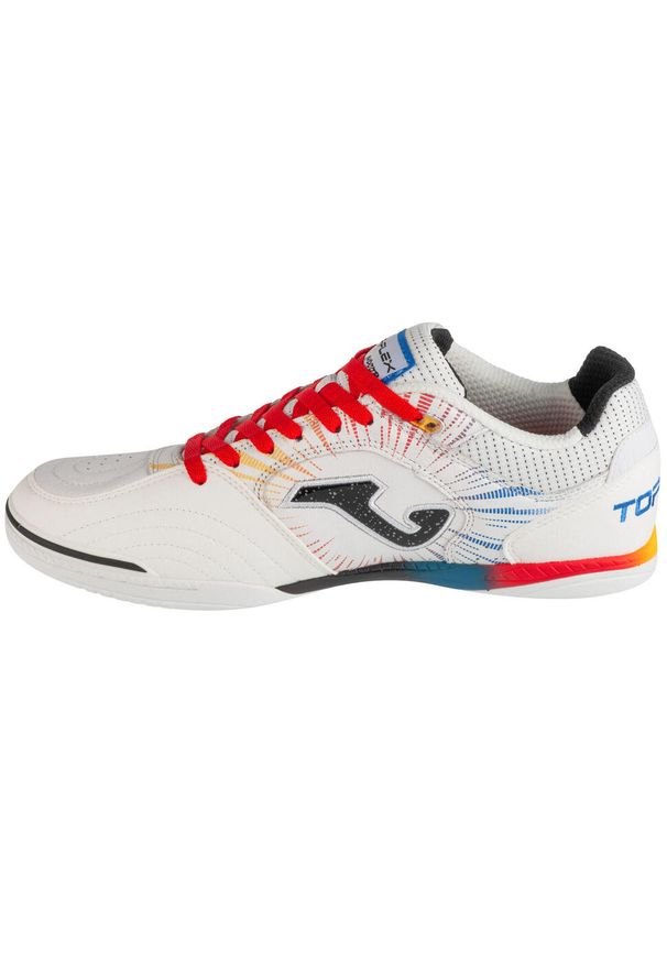 Joma - Buty halowe do piłki nożnej męskie, Top Flex 24 TOPW IN. Kolor: biały, czerwony, wielokolorowy. Materiał: materiał, syntetyk