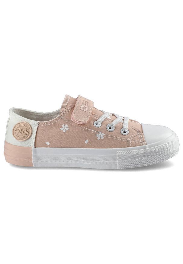 Big-Star - Różowe Trampki Big Star Dziecięce Buty Na Rzep. Zapięcie: rzepy. Kolor: różowy. Materiał: materiał, guma. Szerokość cholewki: normalna. Wzór: kwiaty