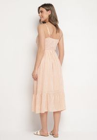 Born2be - Pomarańczowa Sukienka Rozkloszowana na Ramiączkach z Guzikami z Wiskozą Efrinelle. Okazja: na co dzień. Typ kołnierza: dekolt w kształcie V. Kolor: pomarańczowy. Materiał: wiskoza. Długość rękawa: na ramiączkach. Typ sukienki: rozkloszowane. Styl: casual, elegancki #2