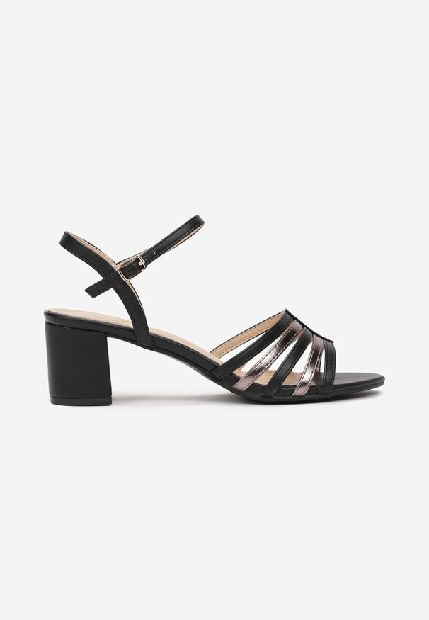 Born2be - Czarne Sandały na Słupku z Otwartym Noskiem Bralya. Nosek buta: otwarty. Kolor: czarny. Obcas: na słupku. Styl: elegancki