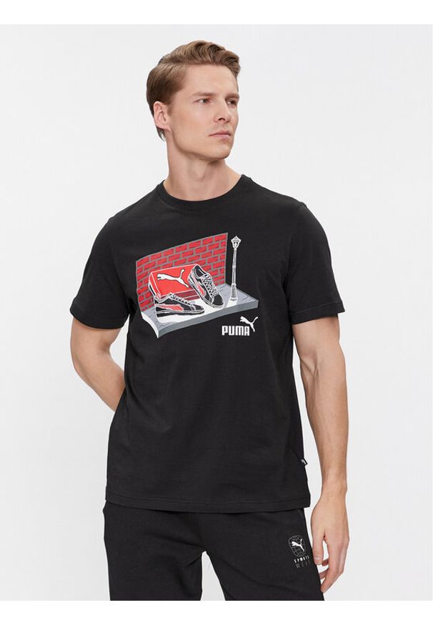 Puma T-Shirt Graphics Sneaker Box 680175 Czarny Regular Fit. Kolor: czarny. Materiał: bawełna