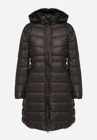 Born2be - Czarna Kurtka Pikowana o Długim Kroju z Kapturem i Dwustronnym Suwakiem Sanasira. Okazja: na co dzień. Typ kołnierza: kaptur. Kolor: czarny. Materiał: polar, jeans. Długość: długie. Styl: casual #7