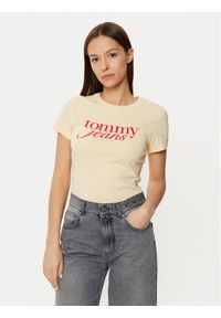 Tommy Jeans T-Shirt DW0DW19447 Żółty Slim Fit. Kolor: żółty. Materiał: bawełna #1