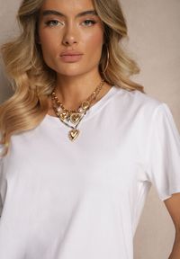 Renee - Biały Klasyczny T-shirt Bawełniany o Casualowym Kroju Nattine. Okazja: na co dzień. Kolor: biały. Materiał: bawełna. Wzór: gładki. Styl: klasyczny